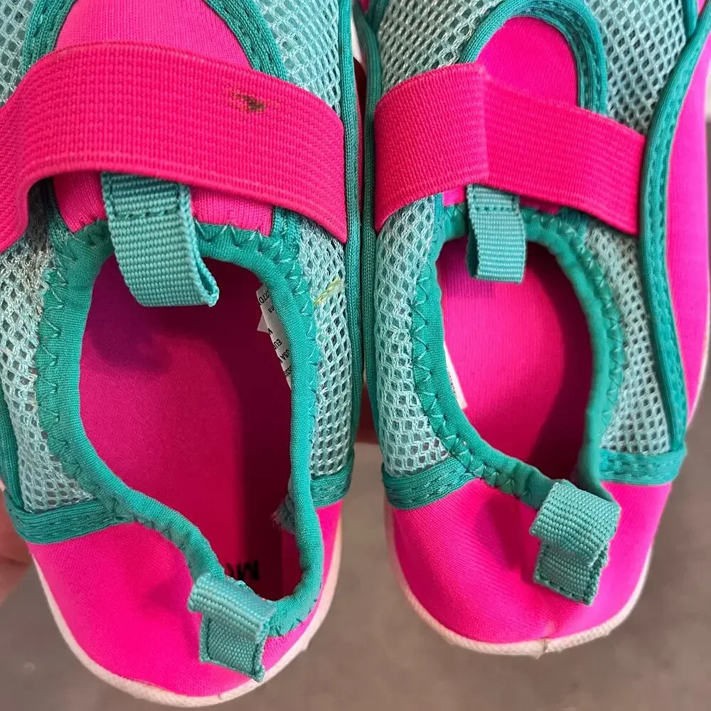 pink teal Youth girls water shoes size 13 slip on outdoor